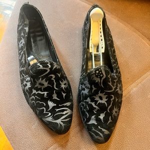 THE FLEXX Flats Womens US 8/EU 39 Brown Vera Pelle Floral Embossed Suede Preppy